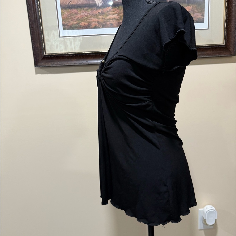 A. Byer Black Low V-Neck Blouse - Picture 5 of 7